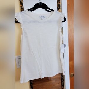 Nine West Women's White Ruffle Sleeve Tank Top